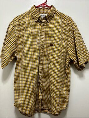 Carhartt Yellow and Black Plaid Short-Sleeve Button-Down Shirt